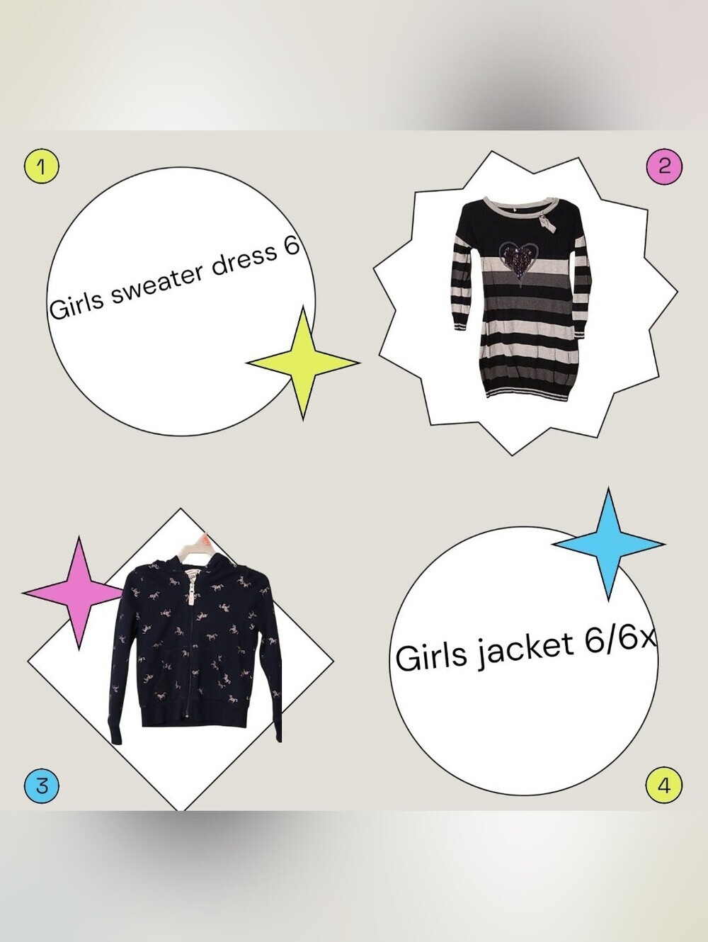 1 girls size 6 sweater dress/1 girls hooded size 6/6X jacket EUC